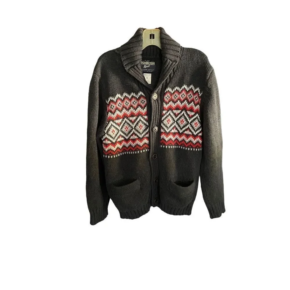 Oshkosh bgosh boys, button front, Cowl neck cardigan, size 7X